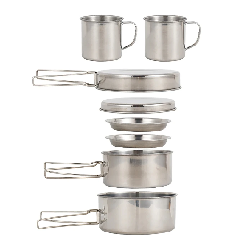 Camping Cooking Pan Set - Juego de 8 Piezas de Utensilios