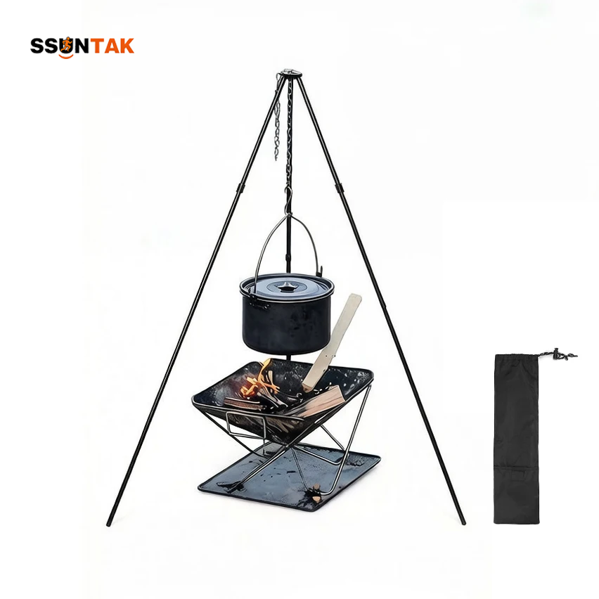 Camping Cooking Pot Tripod - SSUNTAK Soporte Portátil Desmontable para Barbacoa