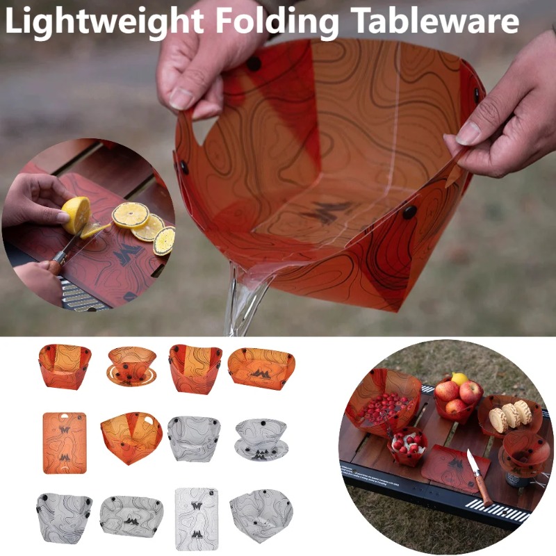 Camp Cutting Board - Vajilla plegable para acampar, cuenco portátil,