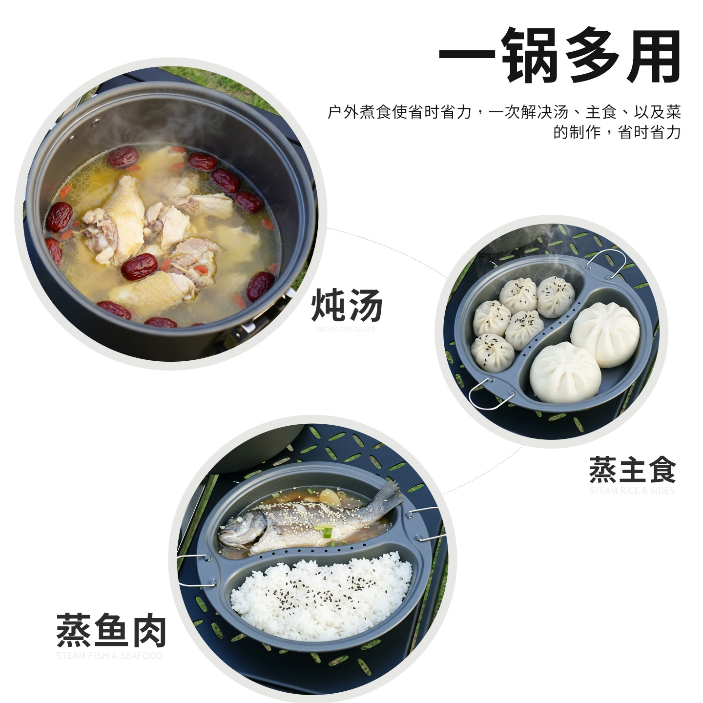 Olla de vapor y cocina de gran - Camping Cooking Set Large reseña y precio