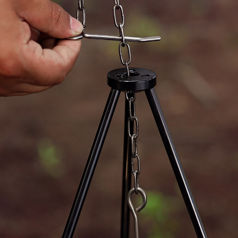 Trípode para fogata para acamp - Camping Cooking Pot Tripod reseña y precio