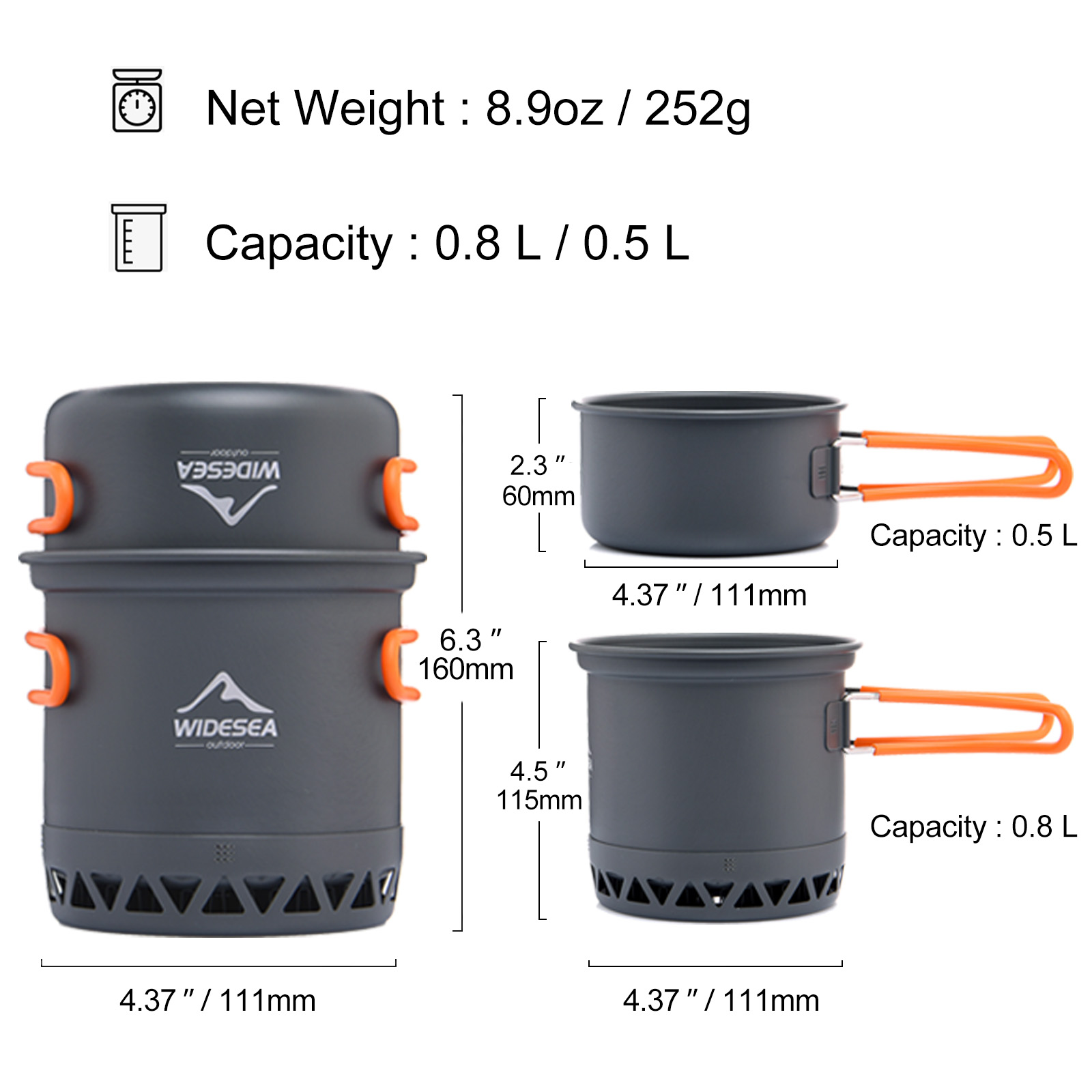 Widesea Camping 1.3L 2.3L uten - Camping Cooking Set Jetboil reseña y precio