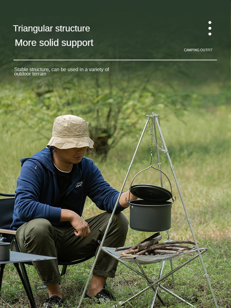 Trípode portátil para hoguera, - Camping Cooking Pot Tripod reseña y precio