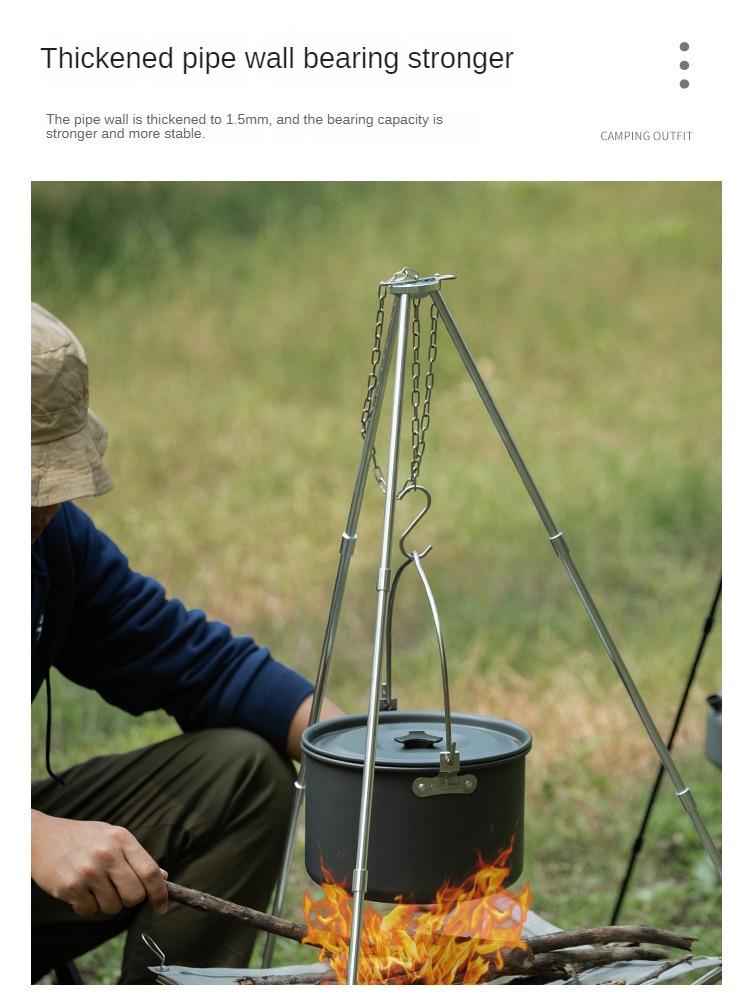 Trípode portátil para hoguera, - Camping Cooking Pot Tripod reseña y precio