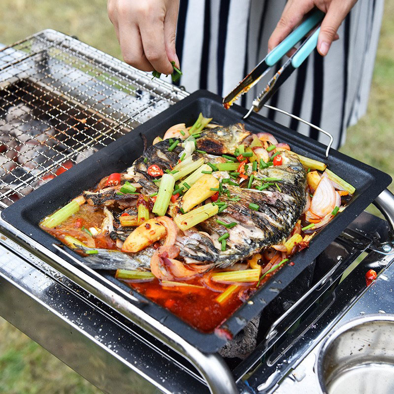 Sartén cuadrada gruesa para ex - Camping Cooking Handle reseña y precio