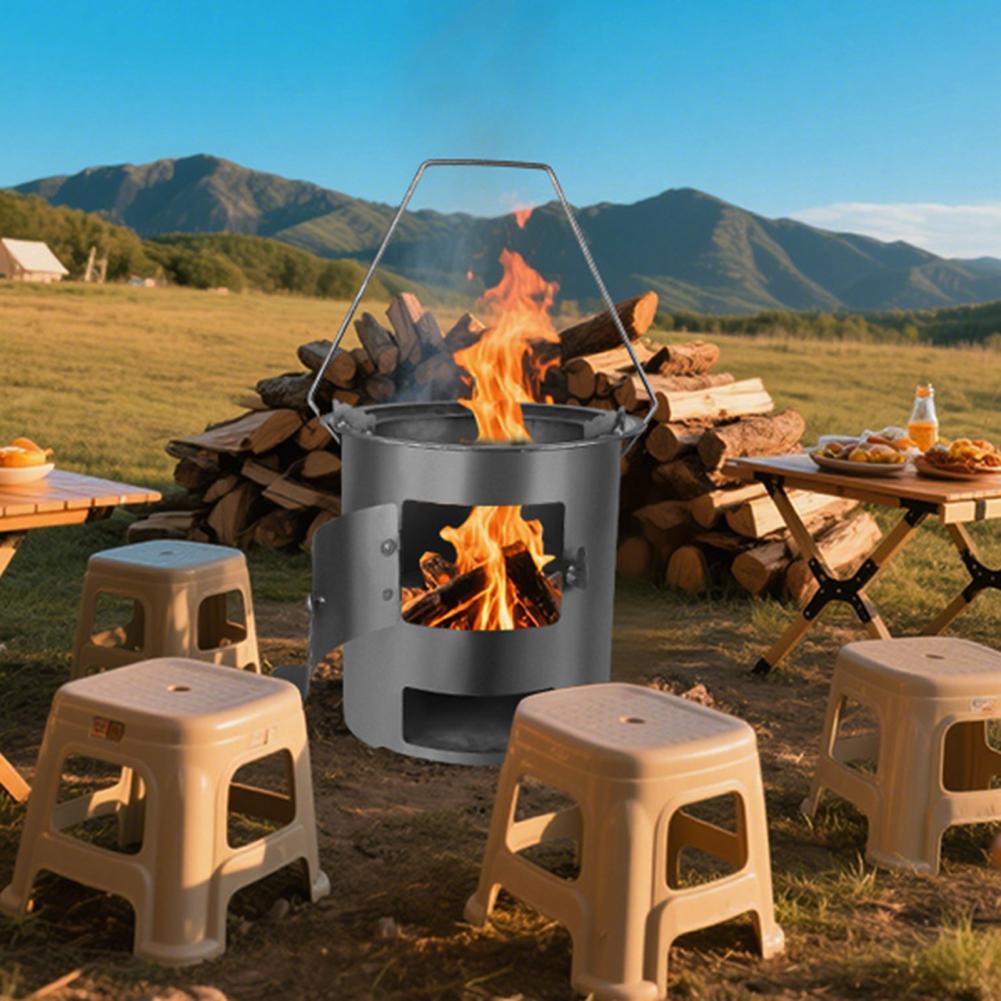 Estufa de leña portátil para p - Camping Cooking Easy reseña y precio